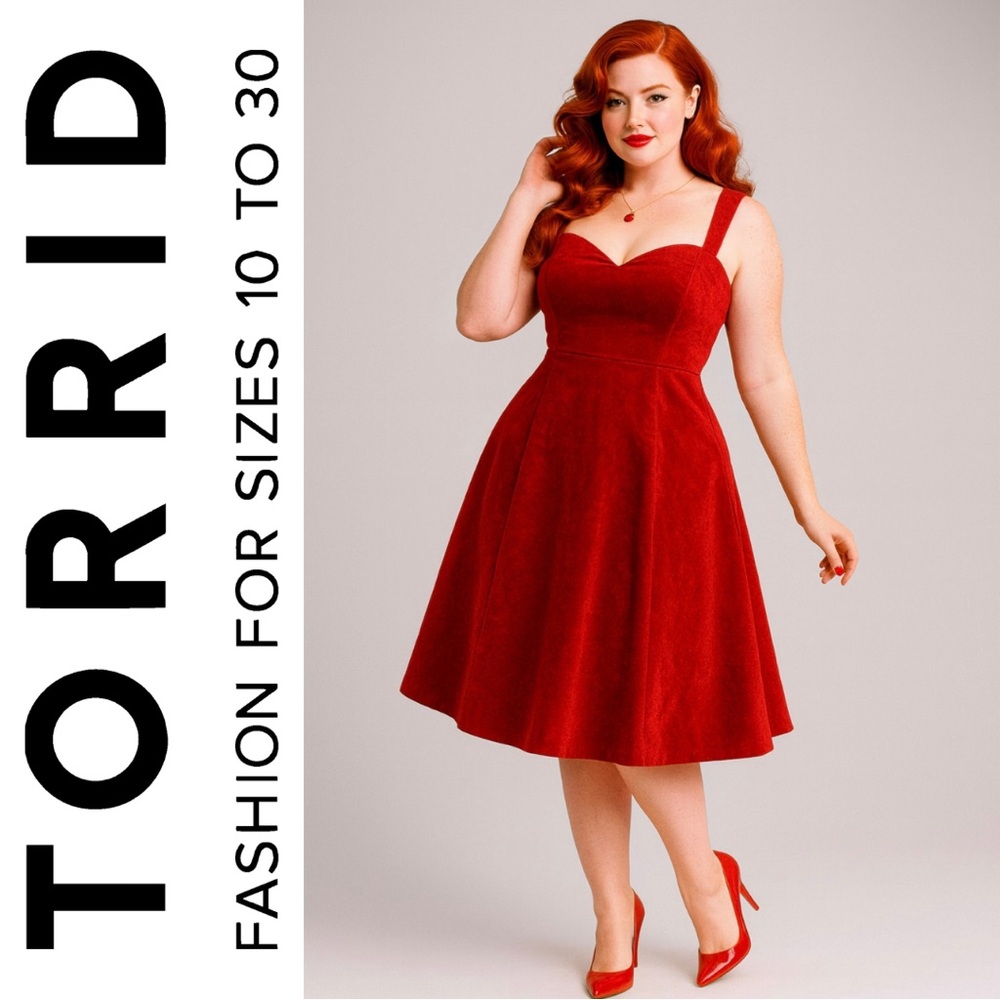 torrid Crimson Velvet Sweetheart Midi Dress